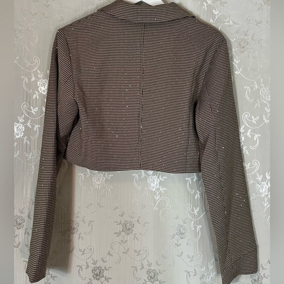 Emory Park Cropped Bedazzled Houndstooth Blazer Jacket NWT - Picture 7 of 7